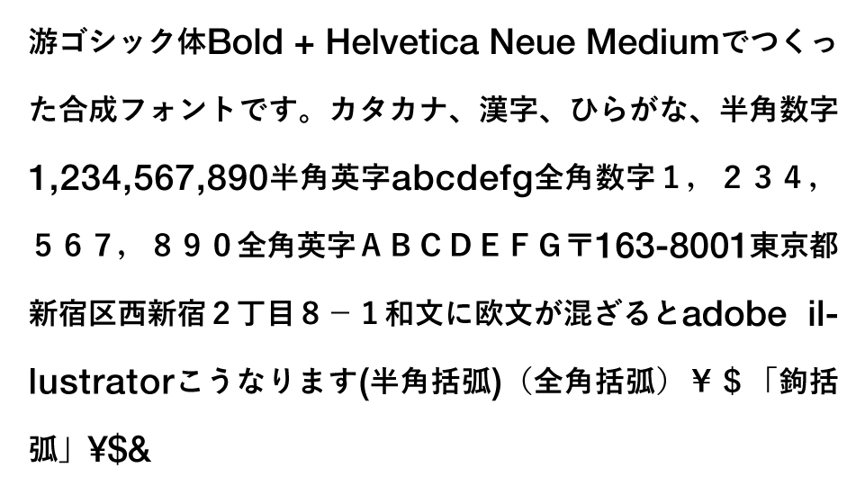 游ゴシック体B+HelveticaNeueM
